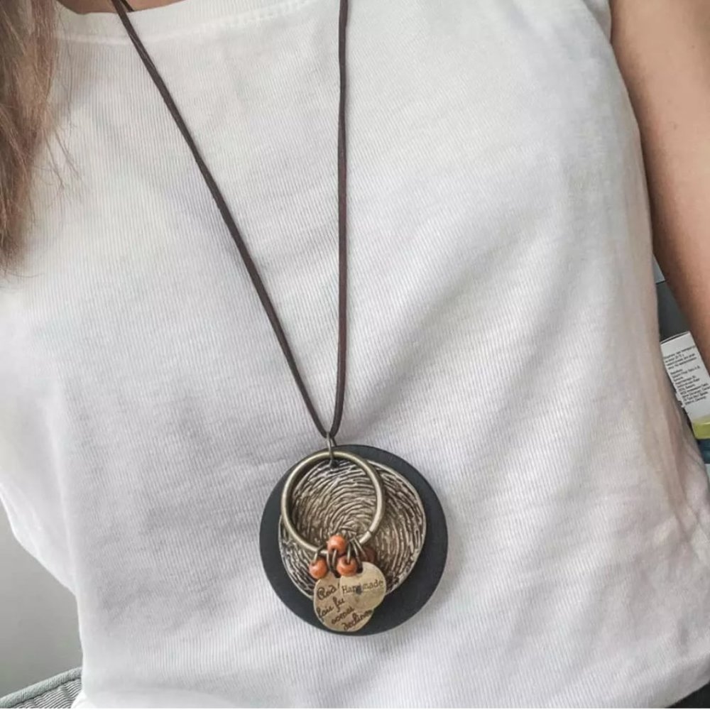 Bohemian Wood Leather Necklace - Picture 14 of 15